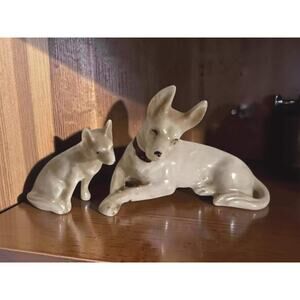 Vintage Shepherd Dog Figurines Set Ceramic Mid Century Pair